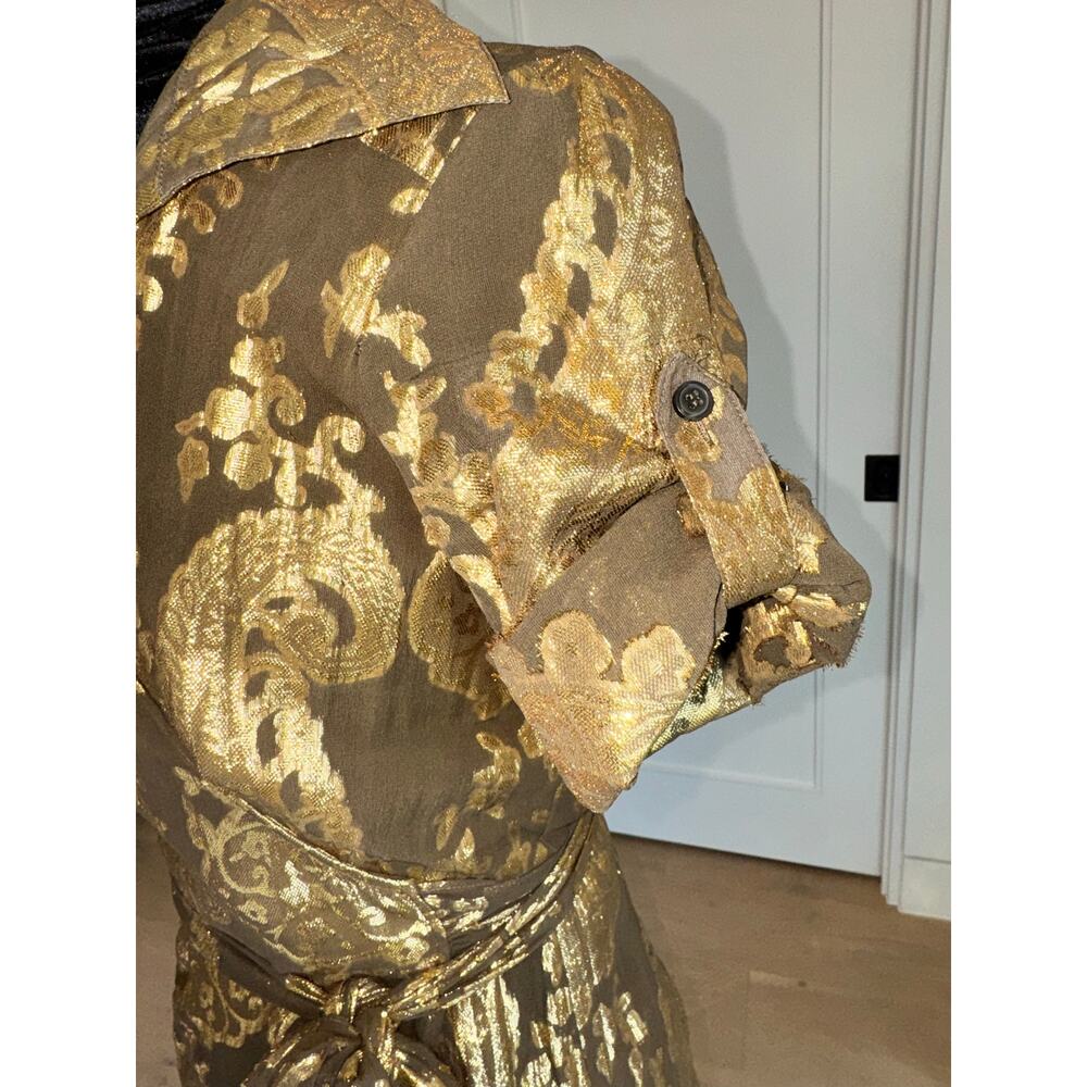 Diane von Furstenberg Brown and Gold Metallic Wrap Dress - Picture 7 of 13